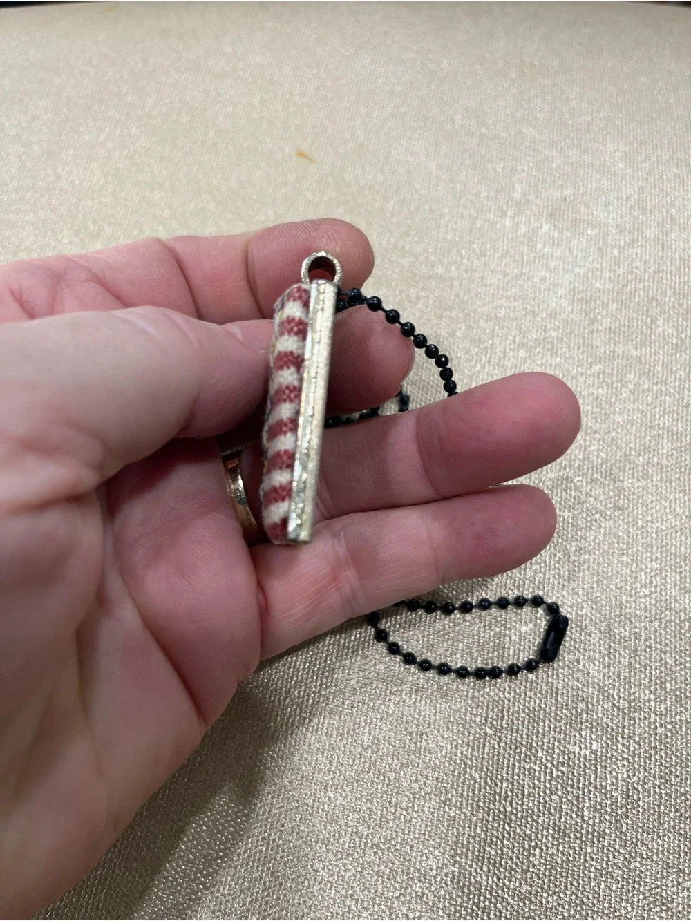 Hail Satan Hook em hand embroidered pendant and necklace